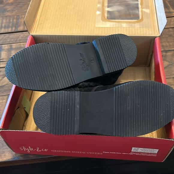 Style & Co Zijune Cold Weather Ankle Bootie Faux Fur Trim NEW Size 5 Black - Picture 7 of 8